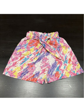 Hart Street Girls Abstract Paperbag Shorts Pink Multicolor USA Sz S 7/8 Y2K Vtg